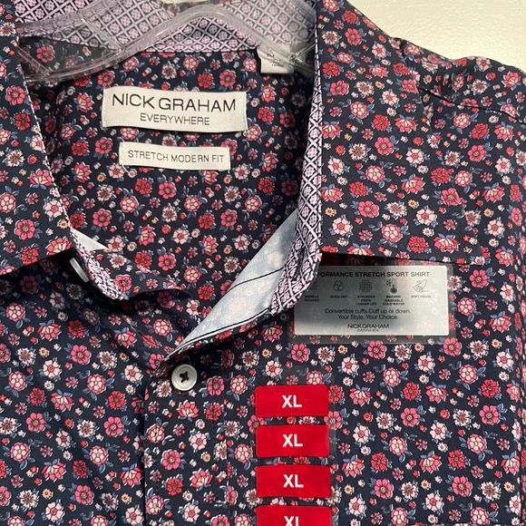 NWT Men’s Nick Graham floral button down - Picture 2 of 4